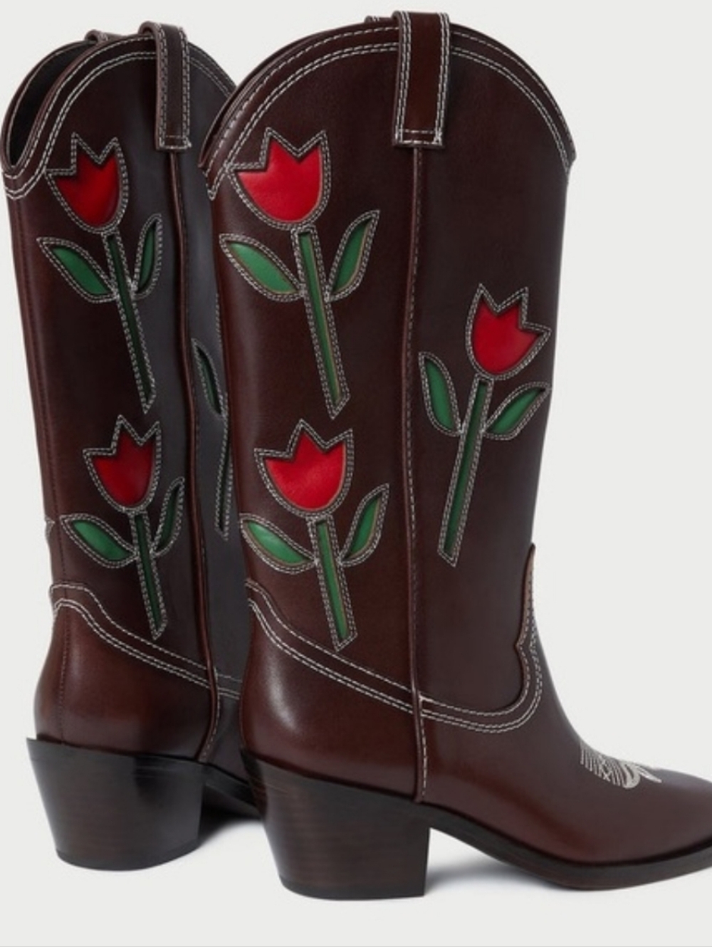 Randall Loeffler Espresso Vachetta with Tulips Wilder Boots...Size 9 - Picture 3 of 10